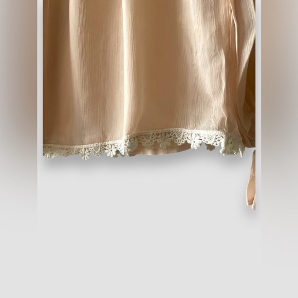 Hayden LA Women’s Semi Sheer Appliqué Blouse Sz Small Lace Nude Boho NWT - Picture 4 of 9